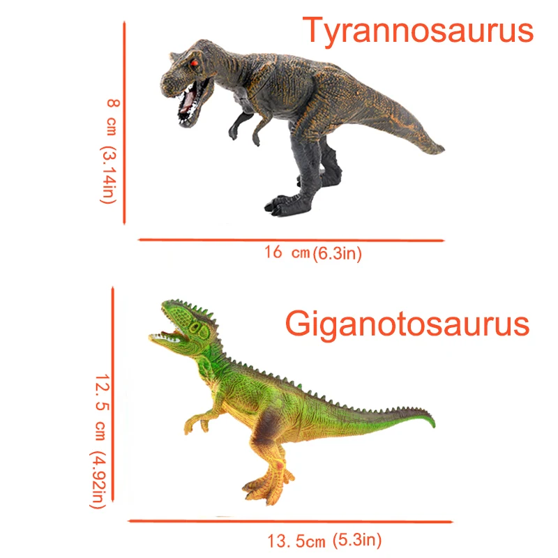 ของเล่นไดโนเสาร์2ชิ้นชุดไดโนเสาร์พลาสติกประกอบด้วย T-Rex, Stegosaurus, Monoclonius เหมาะสำหรับเด็กและเด็กวัยหัดเดิน