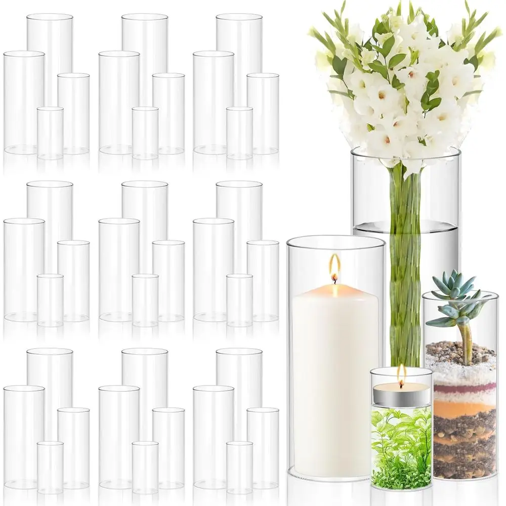 

Набор из 48 стеклянных ваз-цилиндров, разные размеры, для декора стола, цветочных композиций, подсвечников, подходит для дома, пар