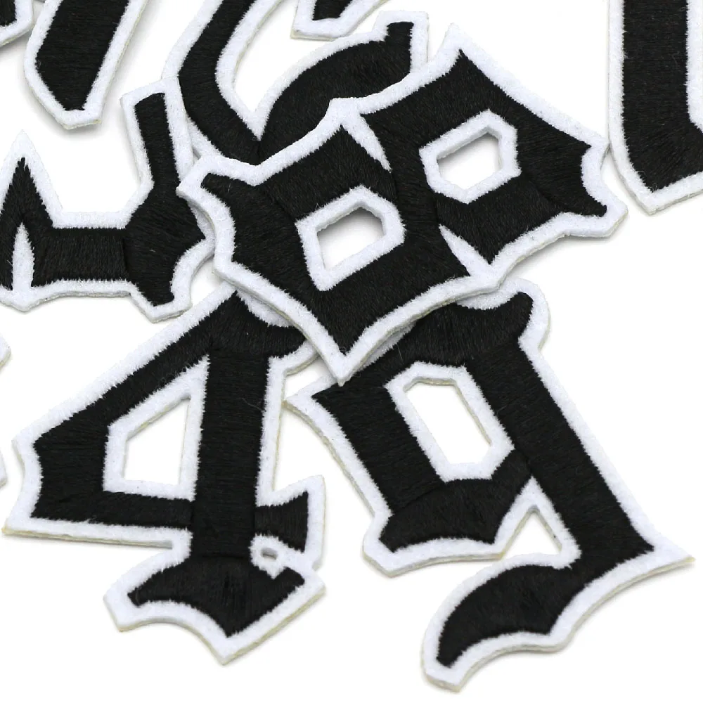 1Pc Gothic font Number Patches Black Embroidered Patches for