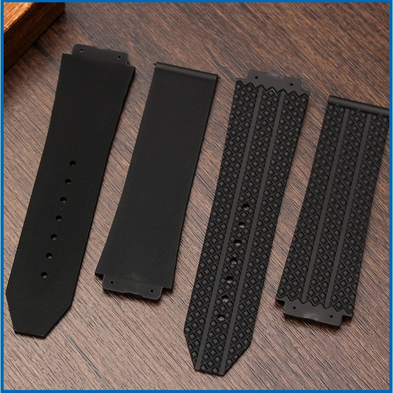 Watch Band For HUBLOT BIG BANG Classic Fusion Series Silicone 25mm*19mm Men Watch Strap Chain Watch black Rubber Bracelet Chain