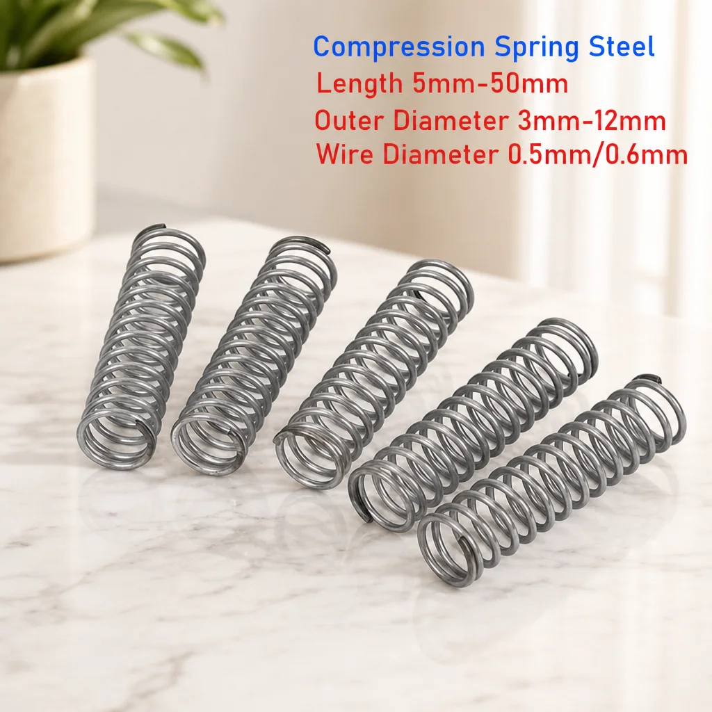 10pcs Micro Small Compression Springs Wire Dia 0.5mm 0.6mm Spring Steel OD 3mm-12mm Length 5mm-50mm