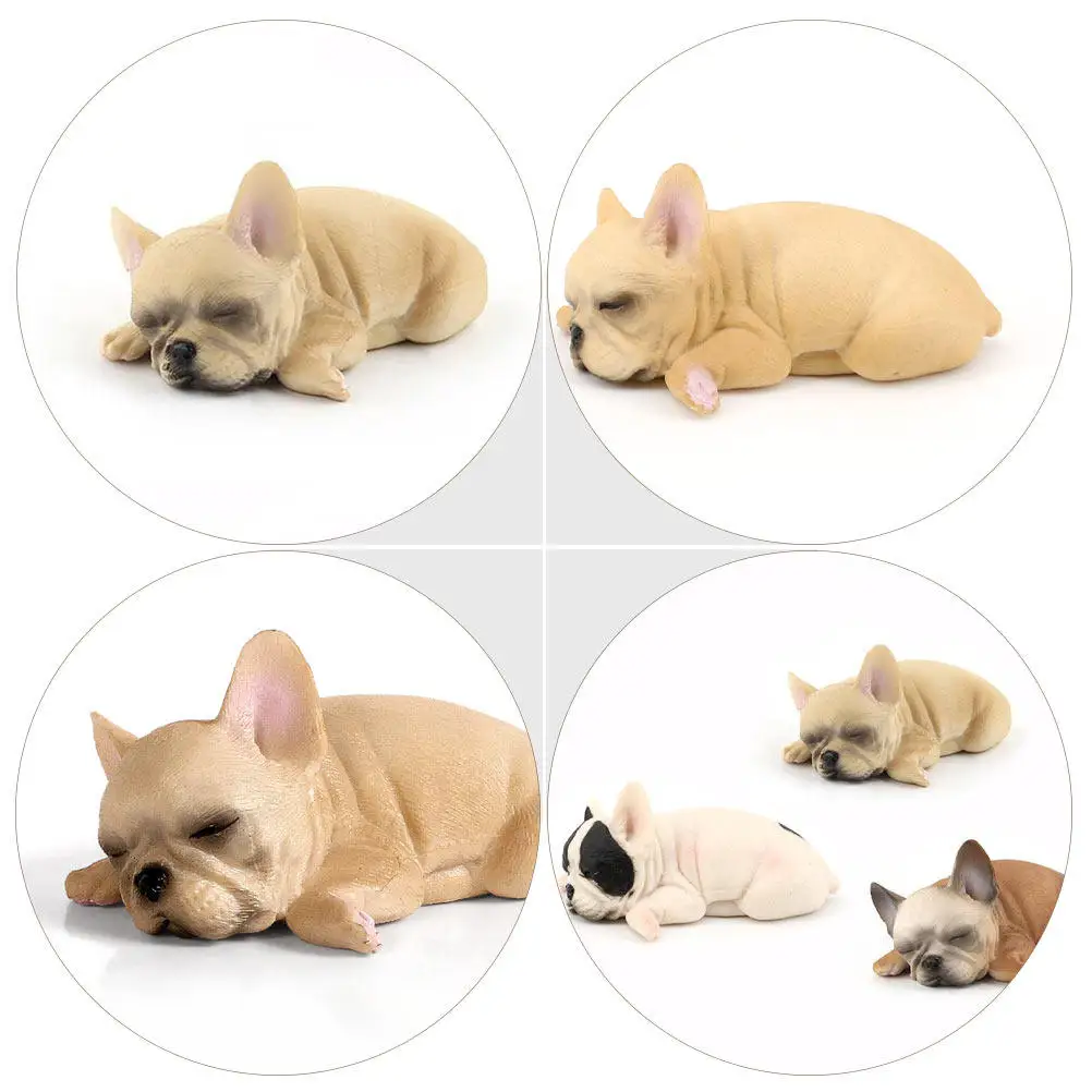Simulation Bulldog Lying Decorative Animal Statue Vivid Design for Kids Imagination Development Birthday Christmas Gift Desktop