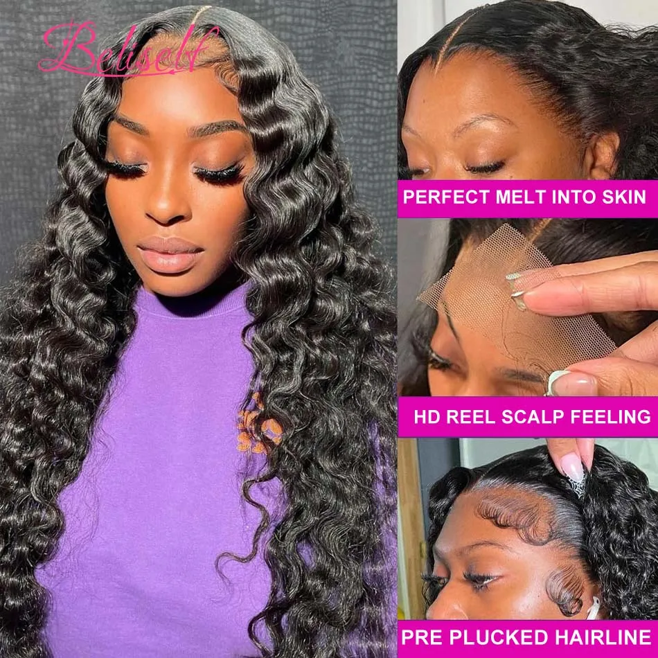 13×6 Loose Deep Wave Wig HD Lace Frontal Wigs Pre Plucked Glueless 13X6 HD Lace Human Hair Wigs Deep Wave 5x5 Closure Wig