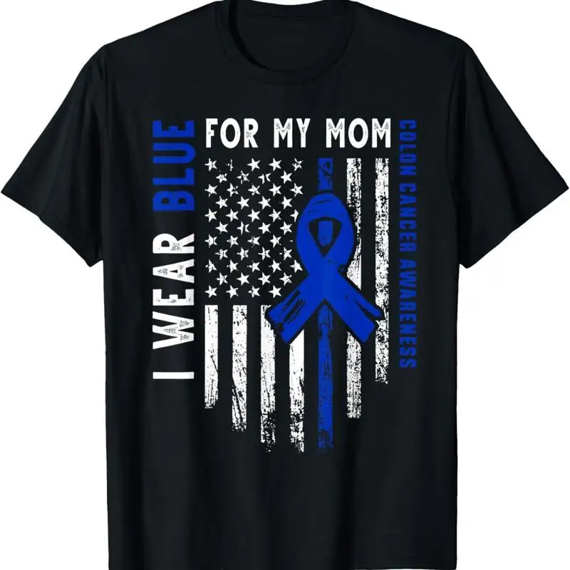 

Футболка с флагом США I Wear Blue For My Mom, посвященная раку толстой кишки