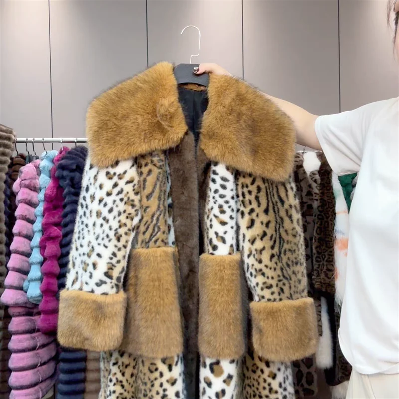 Nowy płaszcz damski ze sztucznego futra na jesień i zimę, zapinany na guziki, z wykładanym kołnierzem, odzież wierzchnia w stylu angielskim, gruby futrzany.