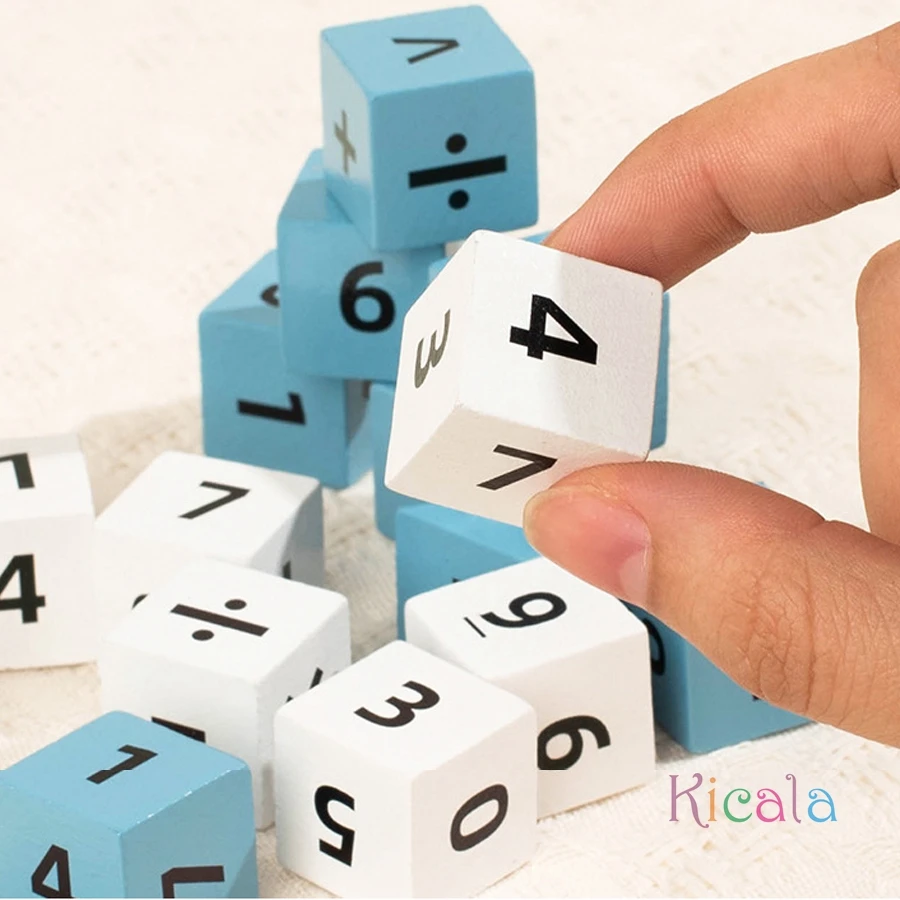 Wooden Math Cube for Kids Learning Addition Subtraction Multiplication Division Puzzle Toy Cubes Game Educational Toys Gifts