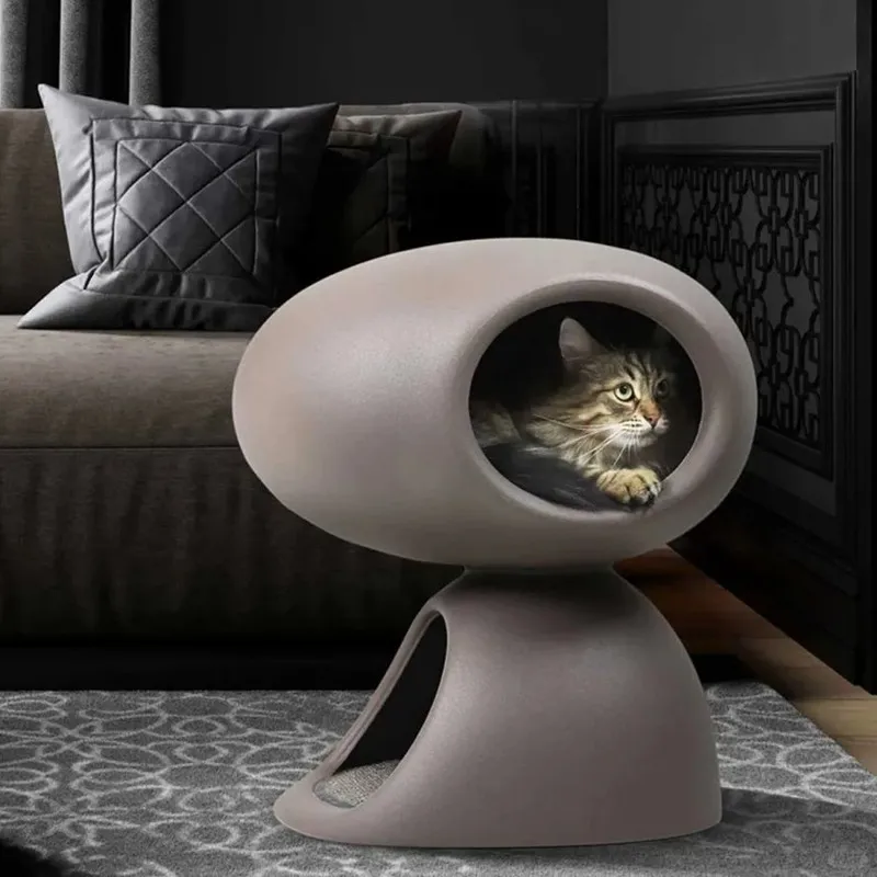 Eco-friendly Upper Lower Two Layers Cat Nest Villa Indoor Pet Cat House Scratching Board Toy Suede Four Seasons