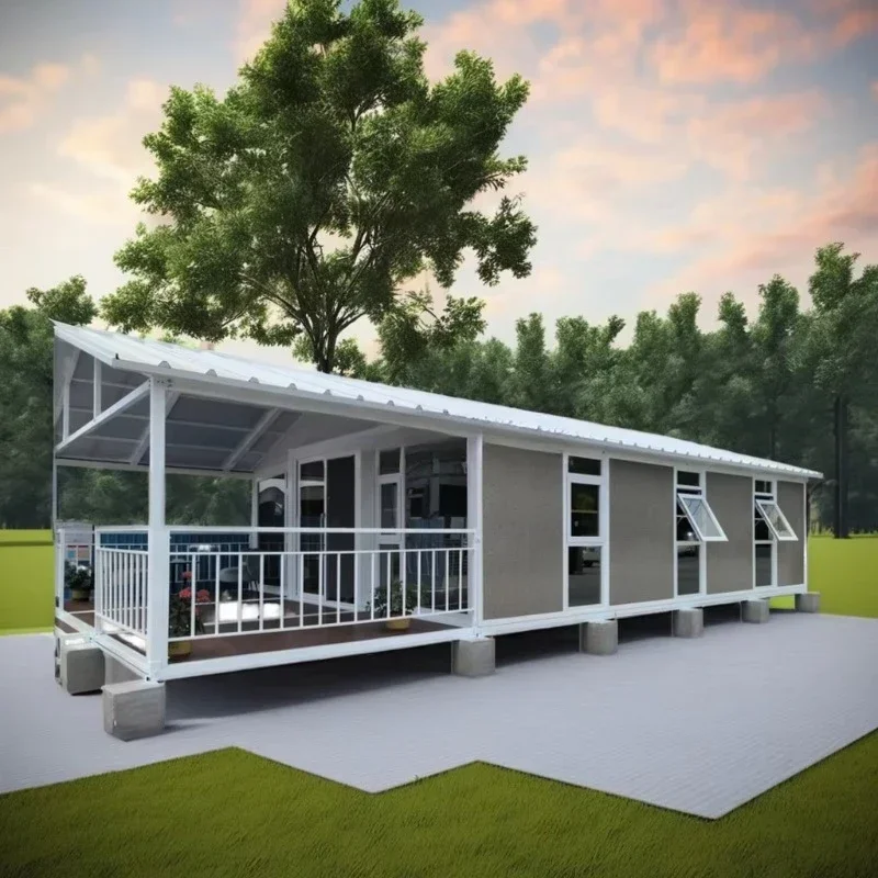 Metal Engraved 75mm Thickness EPS Wall Panel 40ft Expandable Prefabricated House for Classroom Living Office Use