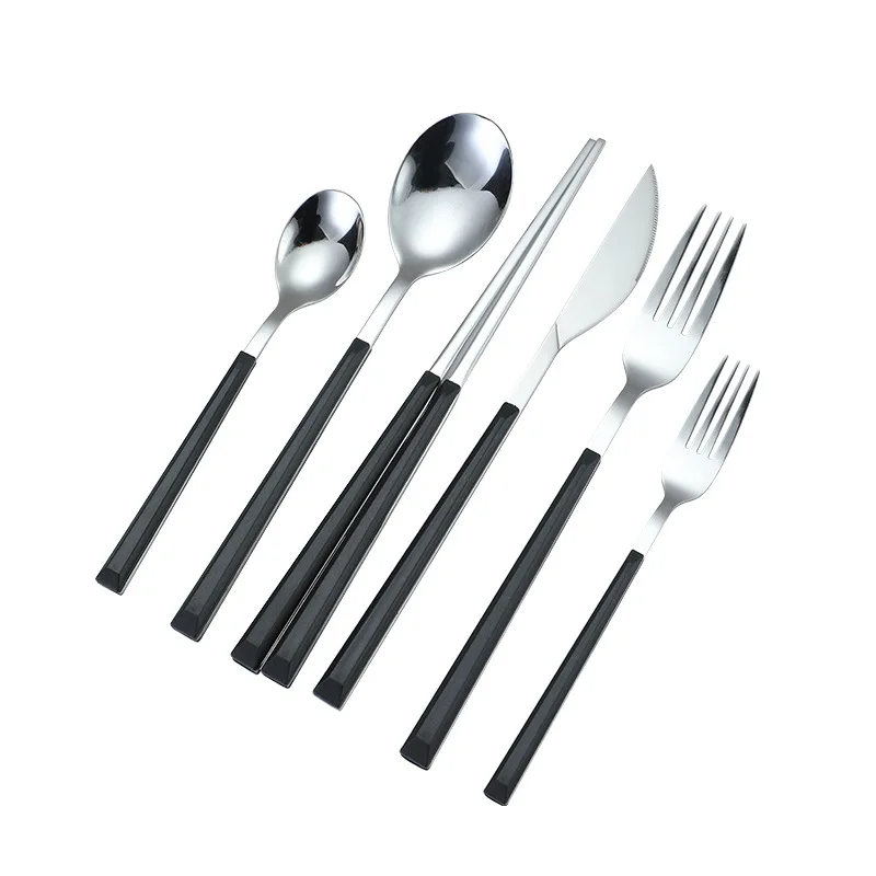 Stainless Steel Western Dining Set Korean Clip Handle Imitation Marble Patterned Steak Knife Fork Spoon Fruit Dessert Spoon - view 5