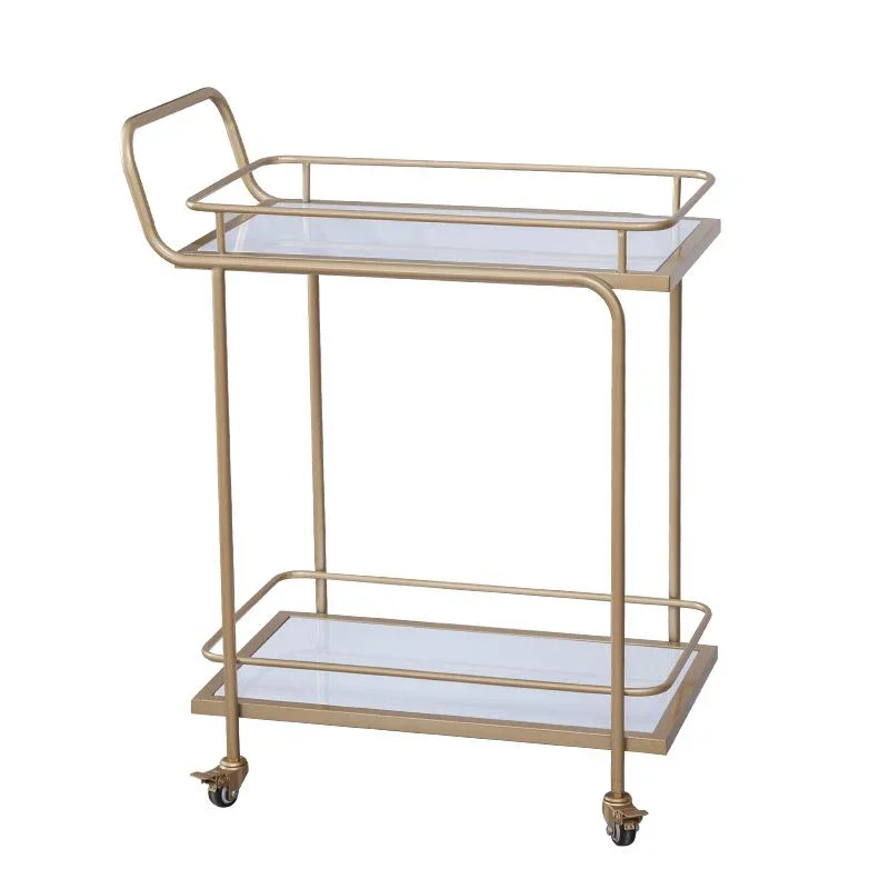 

Golden commercial wine cart household restaurant mobile hand push dining car 4S shop tea cart