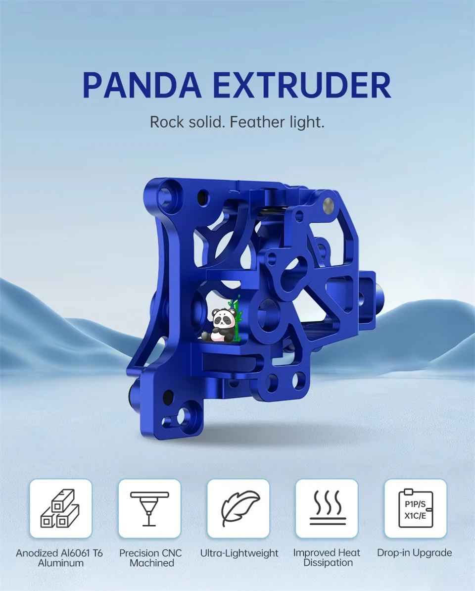 Aluminium-Panda-Extruder, leicht, präzisionsgefertigt, CNC-gefertigt für Bambu Lab P1P P1S X1C X1E Panda Claw Panda Revo Panda Jetpack – Detail 1