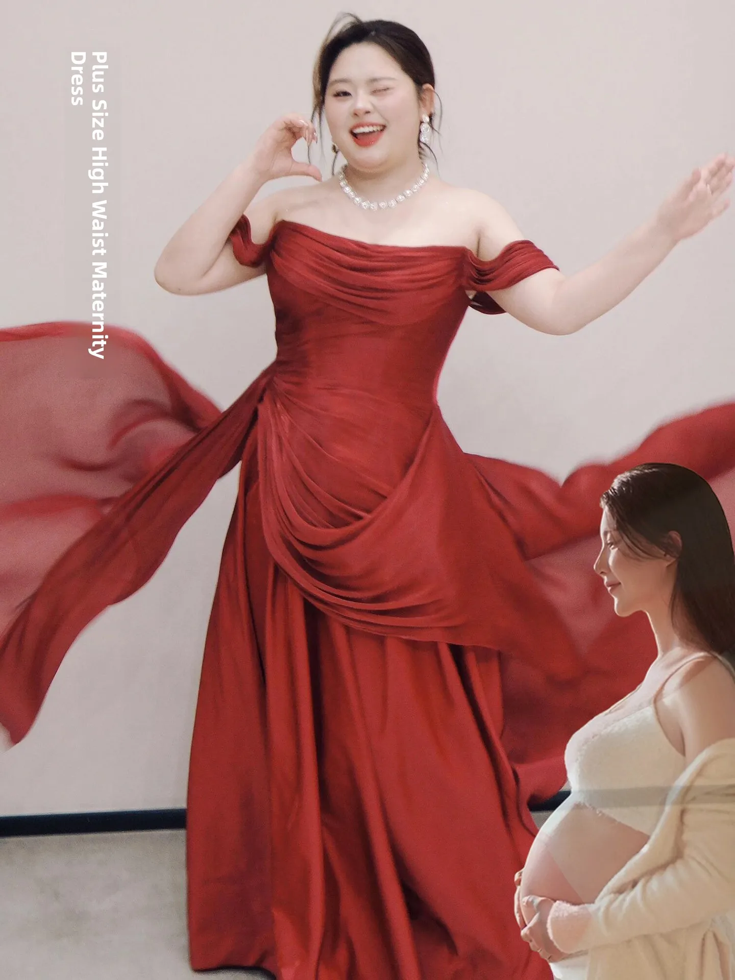 

plus Size Slimming Wedding Dr One oulder Bridesmaid Gown Materni Long Skirt High Waist A-Line Polyester Fiber Korean S...