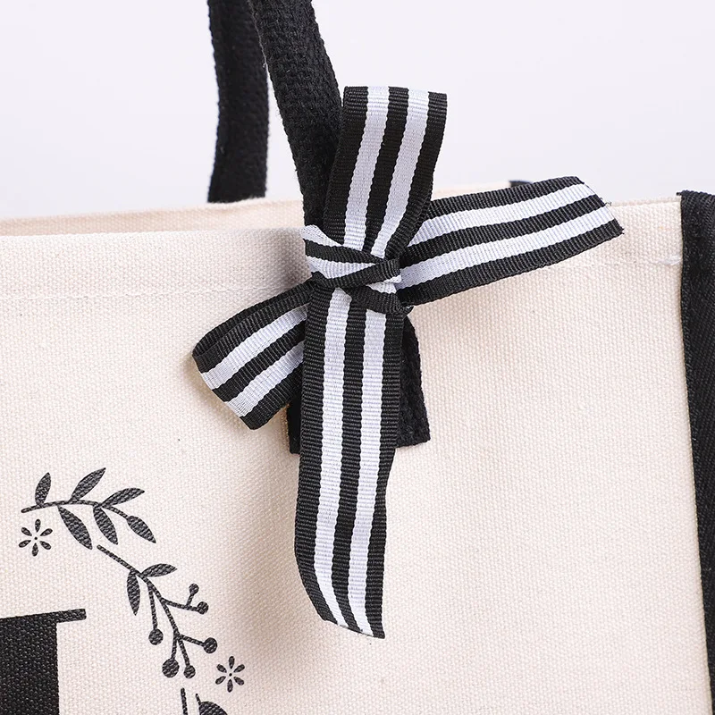 Canvas Tote Bag Letter Birthday Wedding Gift Personalized Boutique Business Logo Fashion Big Capacity Shopping Bag Bolsos 2025