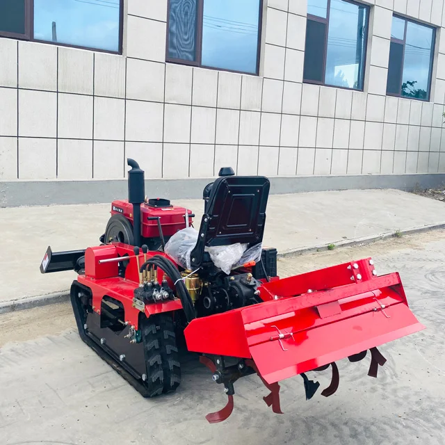 Popular Mini Rotary Tiller 25hp Hand Diesel Engine Amphibious Crawler Rotary Tiller Garden Farm Rotary Tiller With Plough