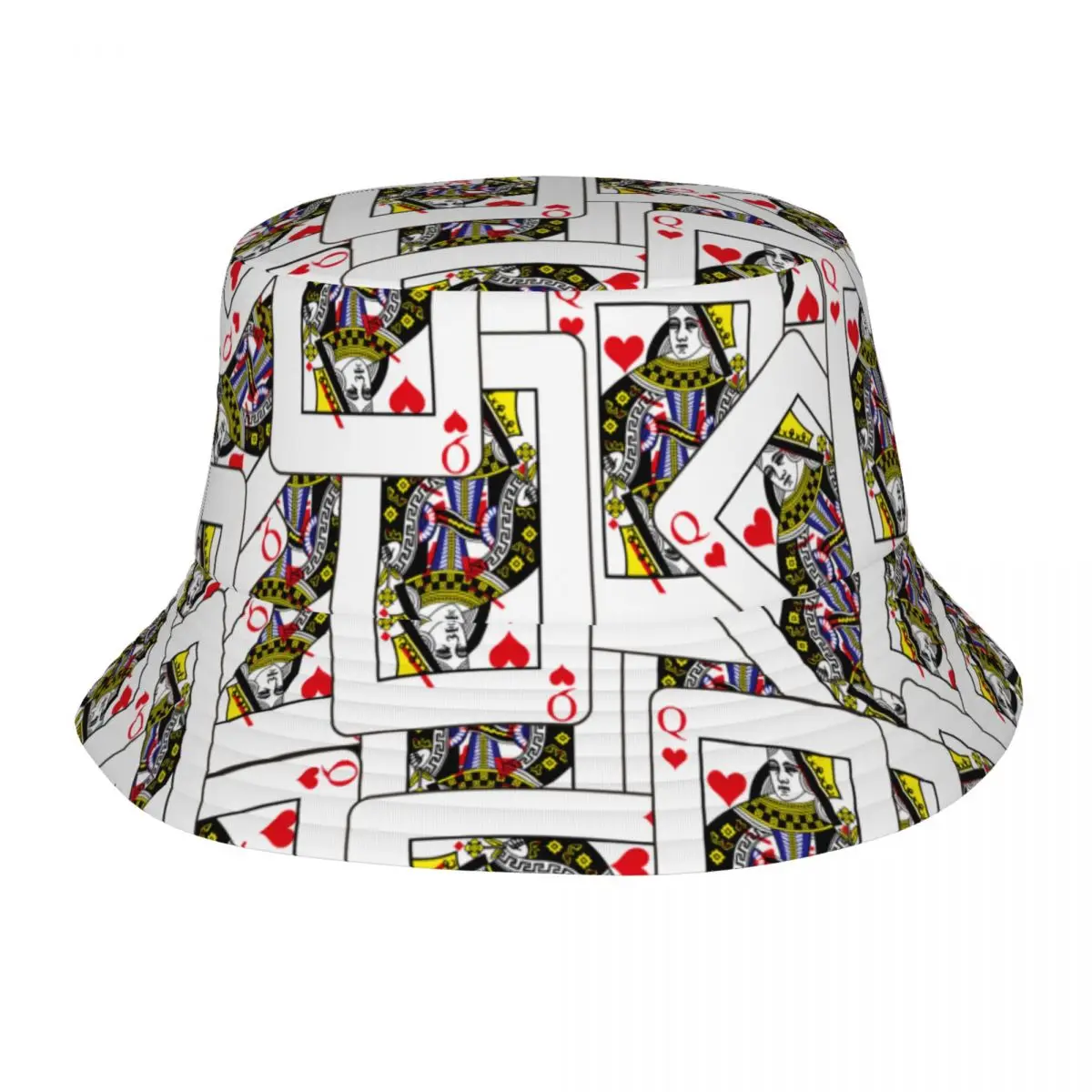 

2023 Men Women Summer QUEEN OF HEARTS PLAYING CARDS Bucket Hat Bob Fisherman hat Outdoor Travel Sun Visor Fashion Panama