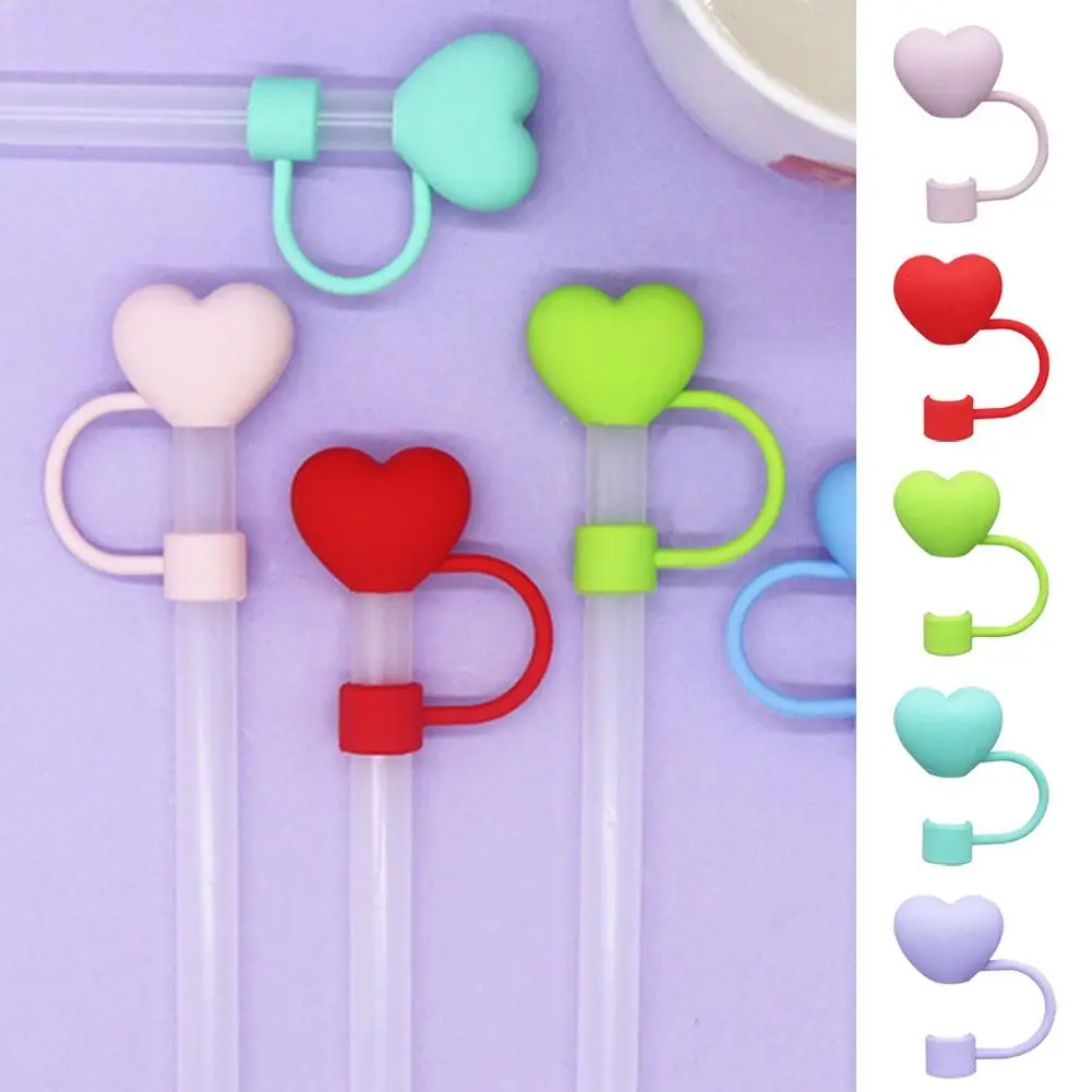 

10mm Straw Covers Cap Compatible For Stanley 30&40 Oz Tumbler Cute Heart-shaped Reusable Drink Straws Covers Kitchen Tools V0X6