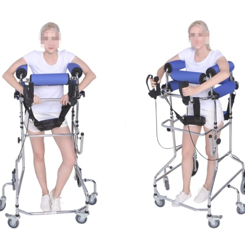 Hemiplegia Walker Stand Frame With Seat Wheel Rehabilitation Device Folding Height Adjustable Lower Limb Disabled