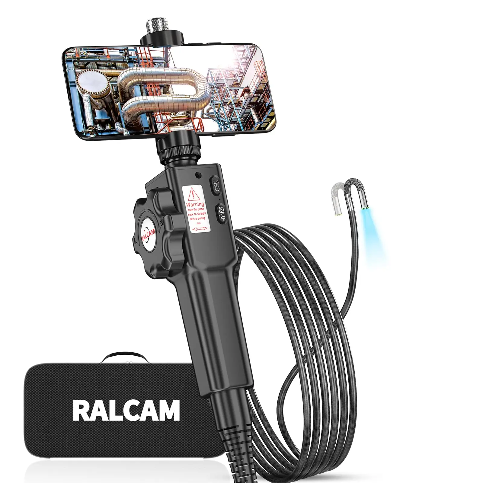 RALCAM Articulating Borescope,Two-Way 5.5mm Steerable Probe Inspection Camera for Mechanics Compatiable with iPhone & Android