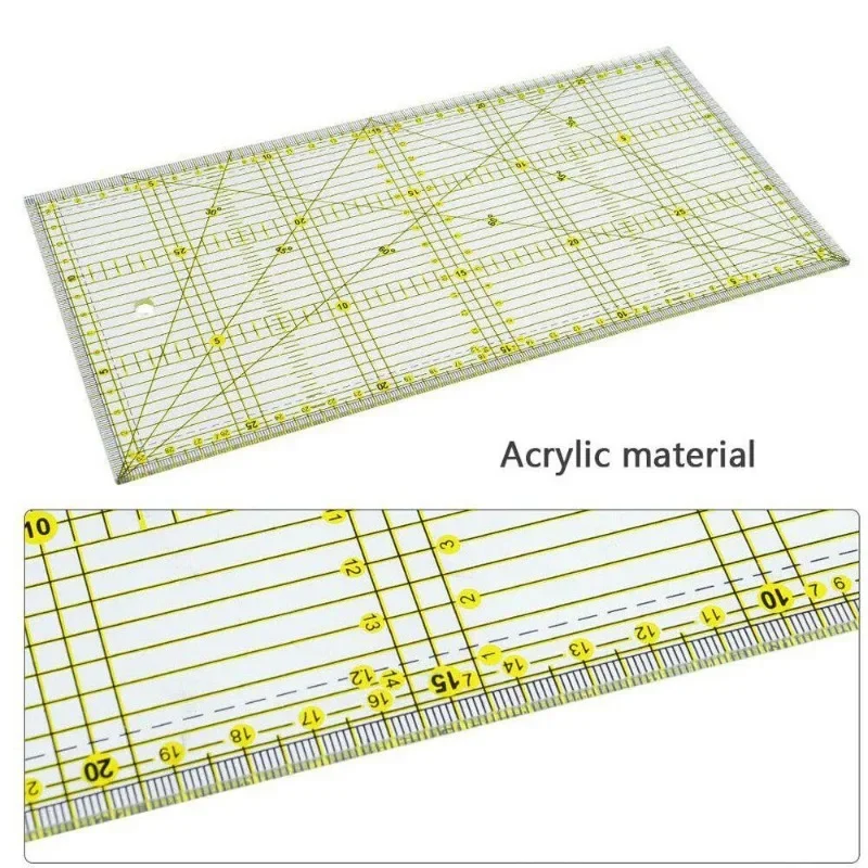 15 * 30 Linijka do pikowania z podwójnymi kolorowymi liniami siatkowymi Linijka do patchworku Akrylowa linijka do szycia do szycia Linijka do cięcia pikowania