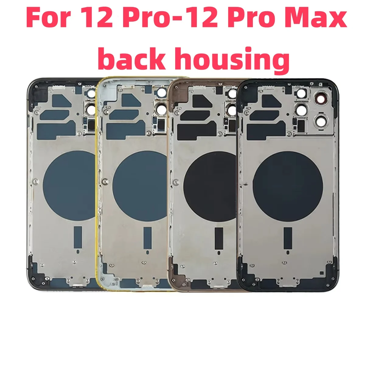 Back housing For iphone 12P-12 Pro Max Battery Back Cover Rear Door Middle Chassis Frame + SIM Tray Side Key Parts Housing Case