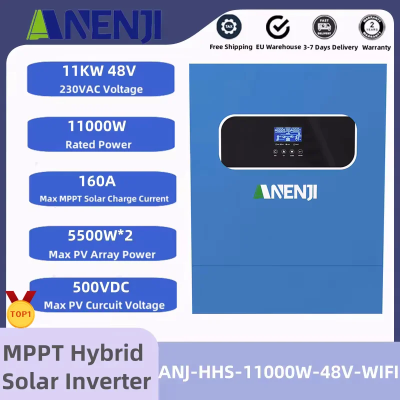 統合されたソーラー充電コントローラー,110 kW, 6.2kW, 48V, 160A, 120Aを備えたMPPTハイブリッドソーラーインバーター,Wi-Fi充電コントローラー