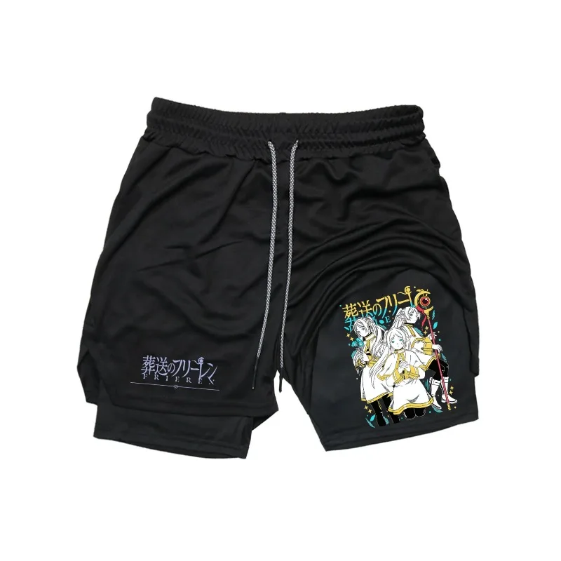 

Frieren Men's 2in1 Sports Shorts Breathable Casual Quick-drying Double-layer Shorts Gym Summer Running Sportswear Bottoms M-3XL