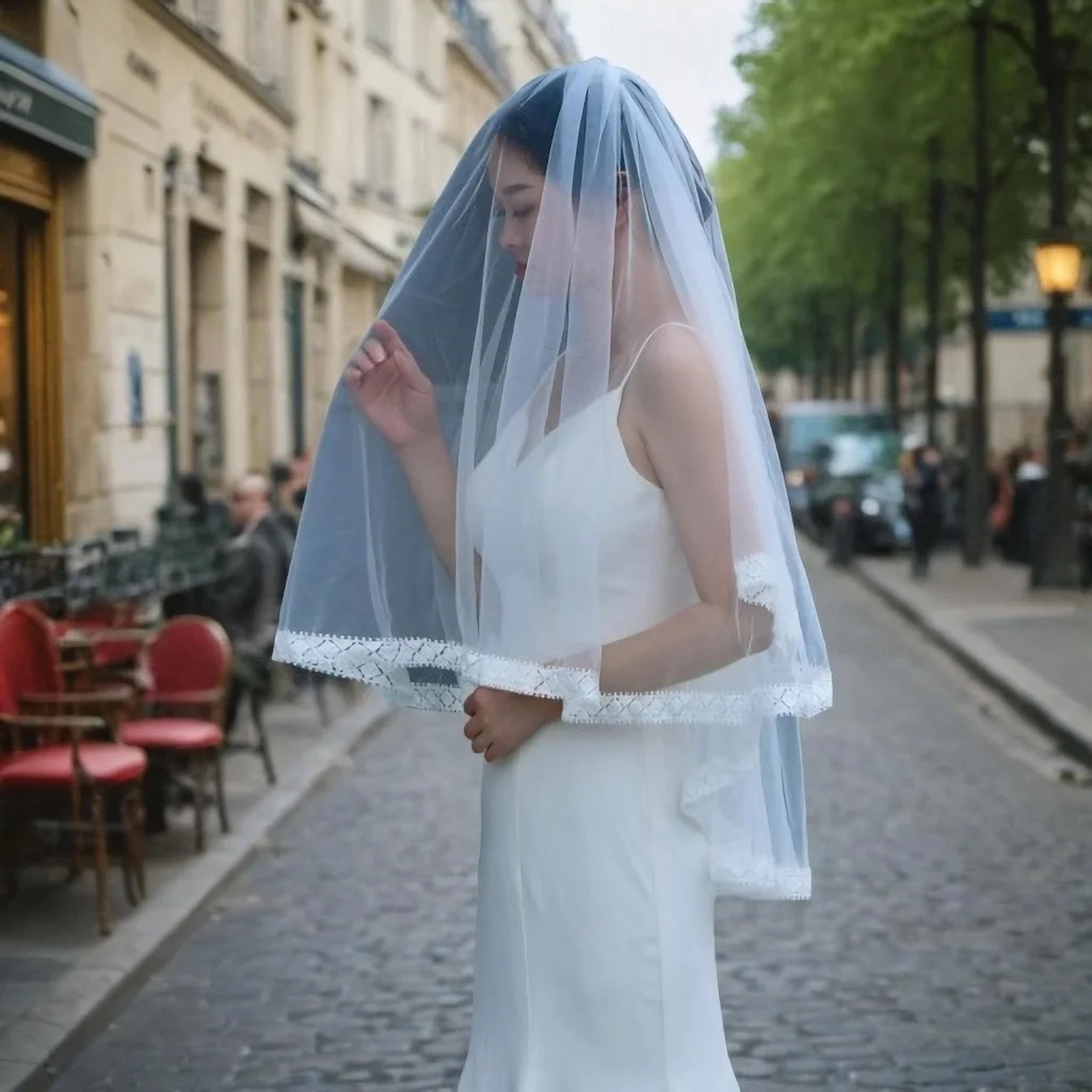 Voile de Mariage Court à Deux Couches, avec Fard à Joues, Bord en Dentelle, Mantilla Douce, Accessoires pour Mariée, V165