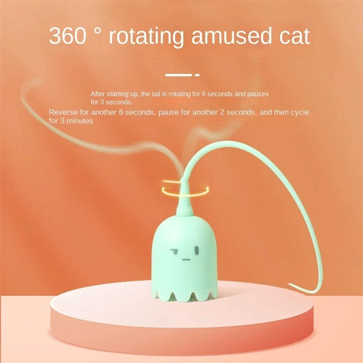 Interactive Cat Toy USB Cat Pet Silicone Automatically Rotates Mouse Tail.Kitten Teasing Stick Green
