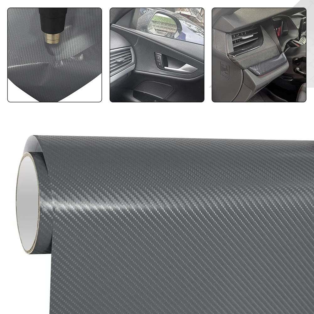 

50cm Car Wrap Film Sticker 4D Carbon Fiber Grey Color Vehicle Vinyl Film Bubble Free Decal Auto Motorcycle Modified Accessories