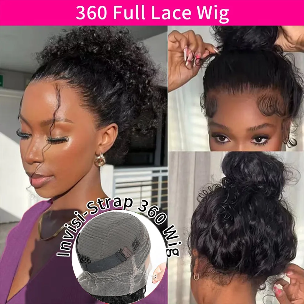 360 HD Full Lace Curly Wigs Human Hair Preplucked 13x6 13x4 Lace Frontal