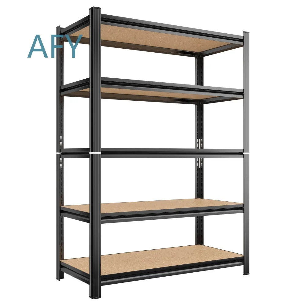 5 Tier Kitchen Storage Rack for Adjustable Height Shelving for Warehouse Supermarket Basement Storage Heavy Duty Metal Pantry