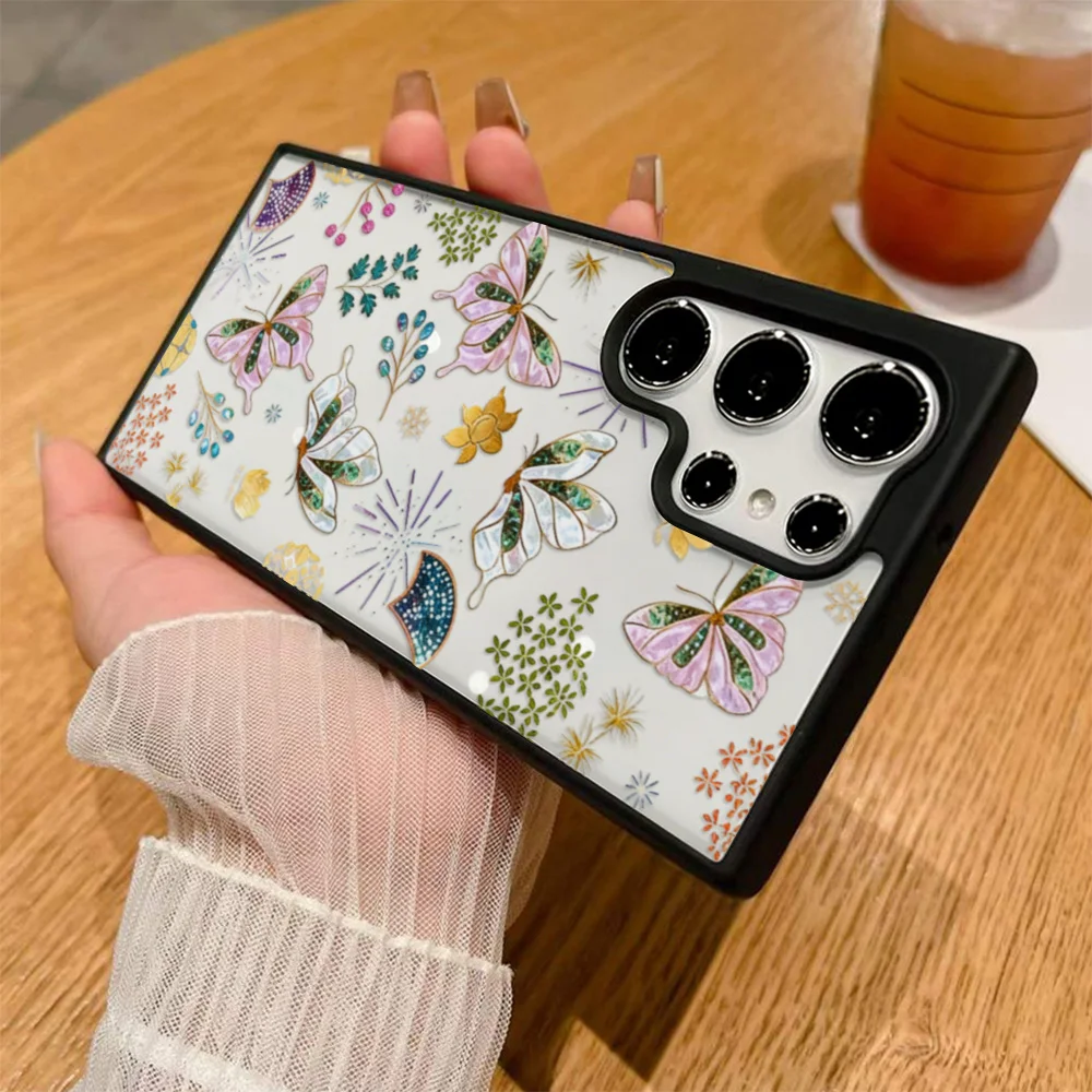 Bunte Schmetterling-Plastik-Handyhülle für Samsung Galaxy A56 5G A16 A15 A05 A07 A17 A55 A54 A36 A13 A26 Transparente Schutzhülle