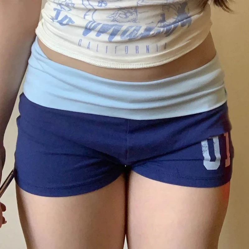 Micro pantaloncini sportivi da donna Yoga Pantaloncini da corsa estivi Hotsweet Girl Pantaloncini a vita bassa con stampa di numeri Fondo casual