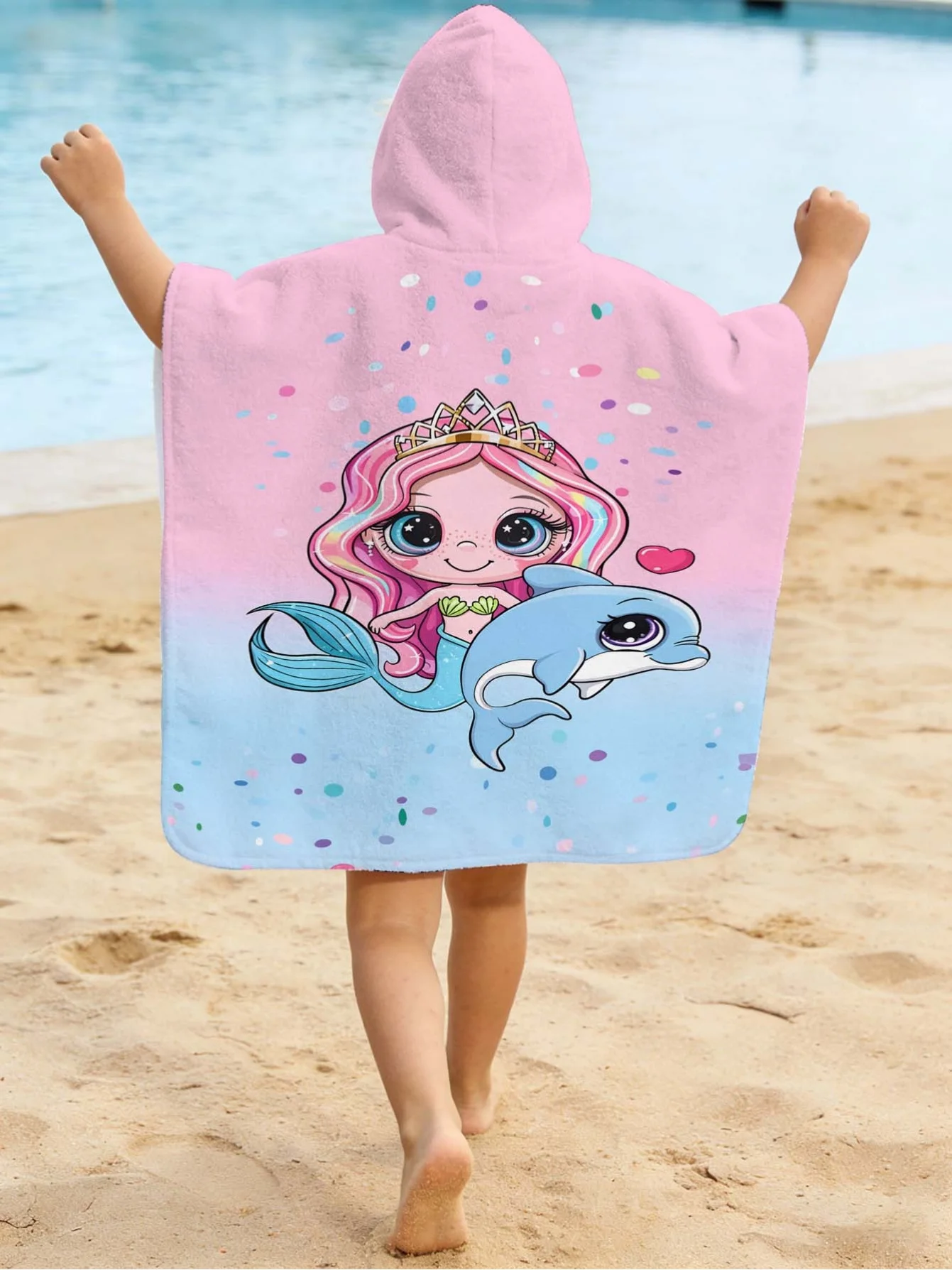 Picture 4: Mermaid Princess Bathrobe Soft Bathrobe Super Absorbent Side button Suit For Beach Pool Seaside Camping For Girl&Boy Age 2-11