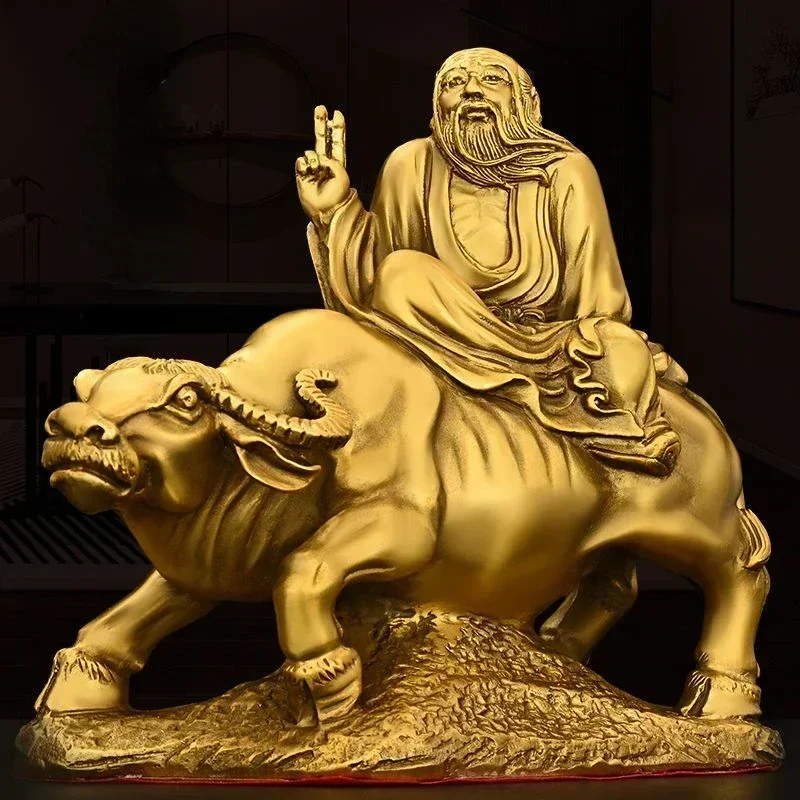 Copper Bronze Statue of Laozi Riding A Bull Character Statue Out of Customs Decor Home Craft Sculptures