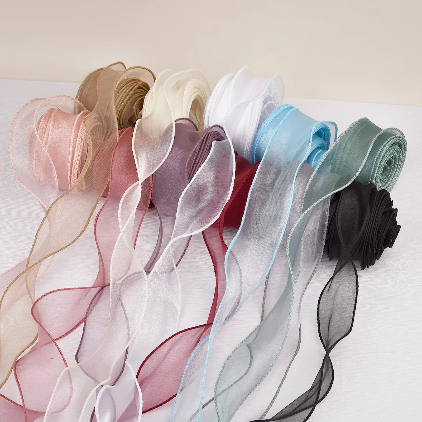2.2/10m Fischschwanz Chiffon Band gewellte Kante Organza Garn Band Bouquet Geschenke Verpackung Hochzeits feier Dekoration Nähen DIY Lieferungen