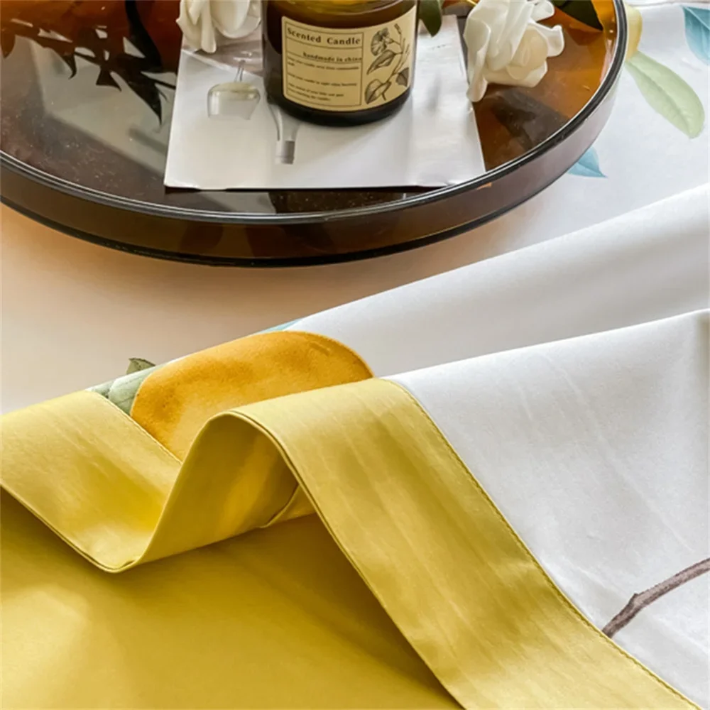 Imagem -06 - Svetanya Amarelo Lemon Fruit Conjunto de Cama Fresca Cetim de Algodão Egípcio Capa de Edredão Conjunto Queen King Size Linens Fronhas