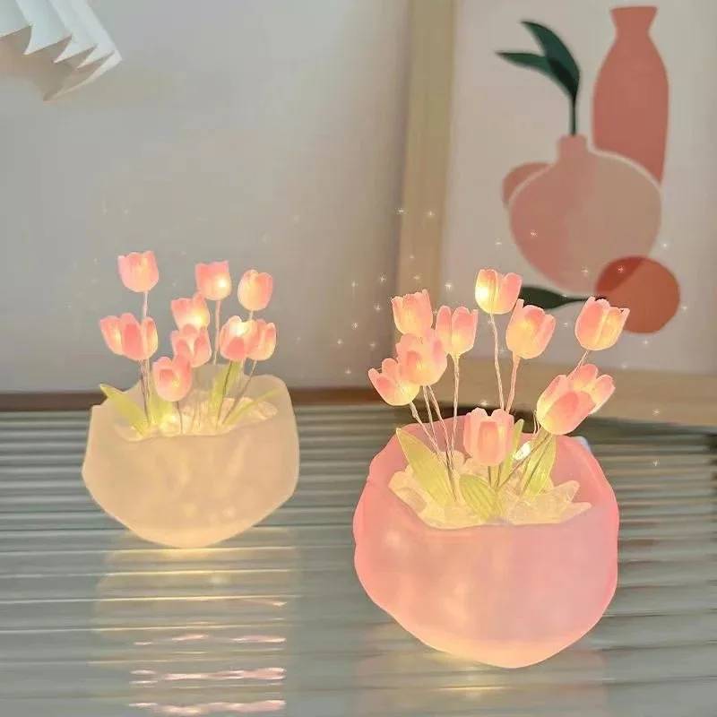 Pumpkin Cup Tulip DIY Night Light – Romantic Tulip & Pumpkin Lamp, Creative Ambient Light for Children’s Day Gifts