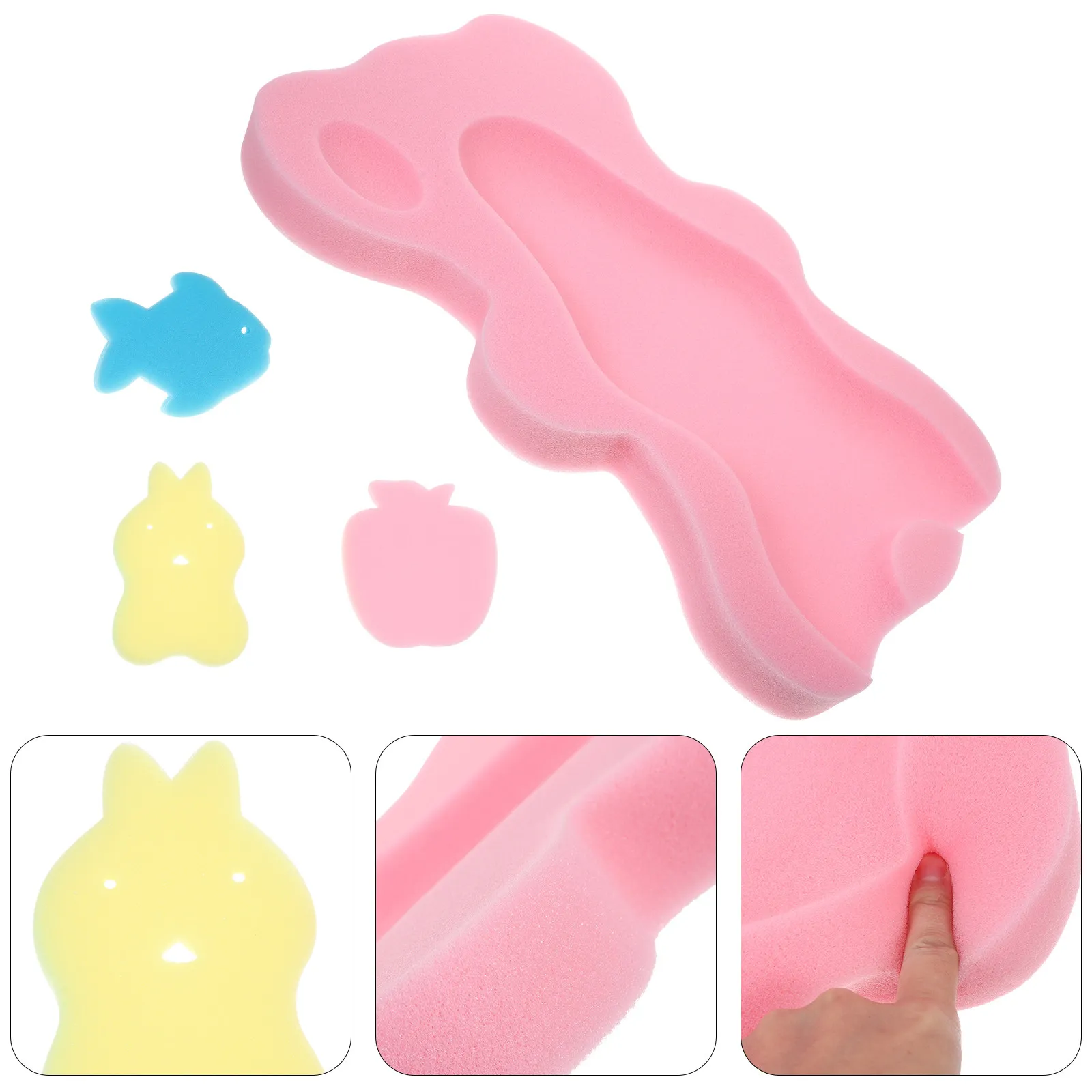 

1 комплект мягких контурных губчатых подушек с противоскользящим покрытием для поддержки головы, шеи и спины, аксессуары для купания, подушка для купания младенцев