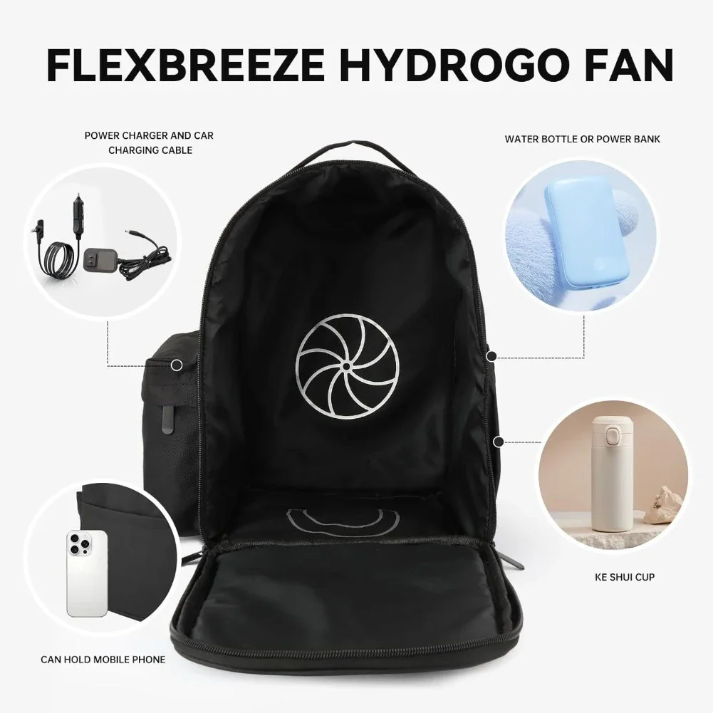 Convenient Outdoor Use FlexBreeze Fan Multi Pocket Storage Bag Compact And Lightweight Design Double-zipper Design