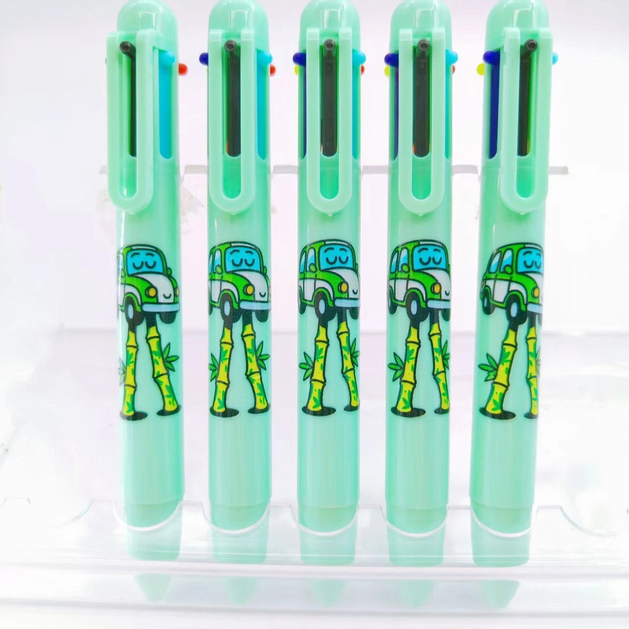 

7PCS expression car multicolor ballpoint pen green series car 6 color ballpoint pen school gift ballpoint pen