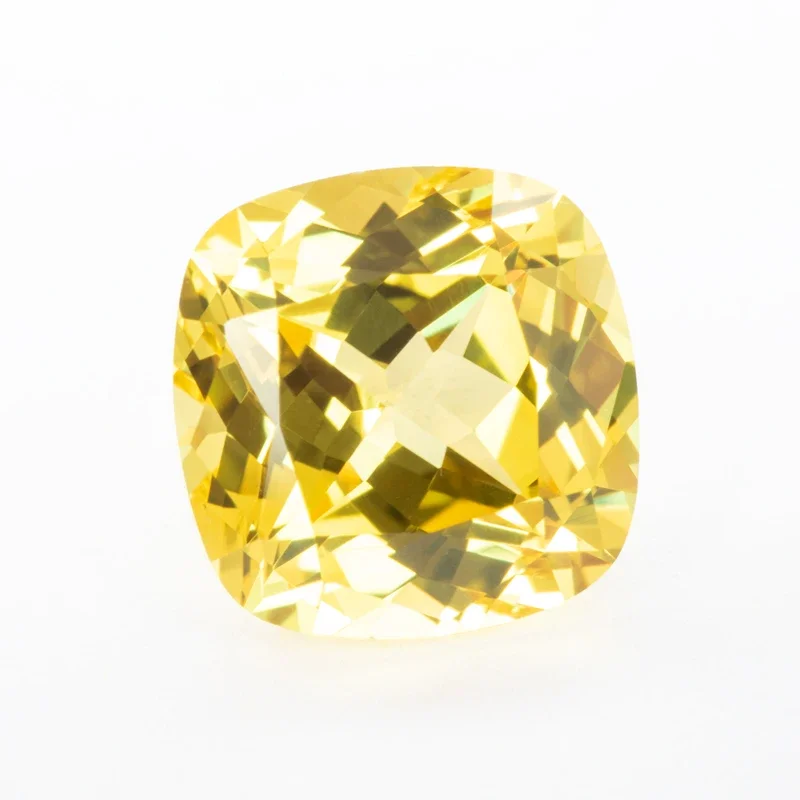 Lab Grown Sapphire Cushion Shape Yellow Color Beads for Charms Jewelry Making DIY Ring Necklace Materials Selectable Certificate