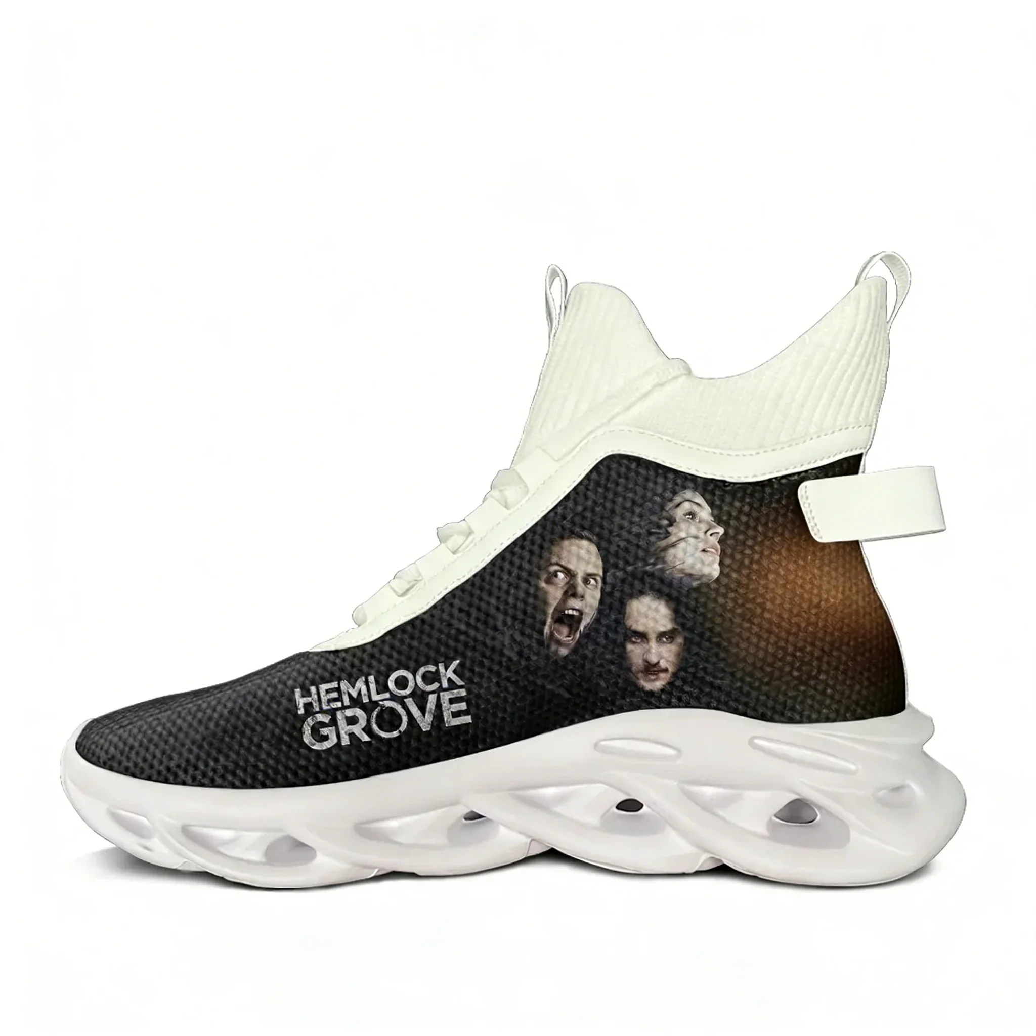 Hemlock Grove High Top Flats Sneakers para hombre y mujer, zapatillas con patrones de moda, zapatos informales personalizados de alta calidad, zapatos personalizados