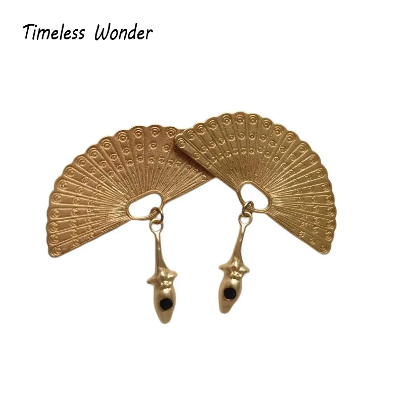 Timeless Wonder Retro Geo Fan Stud Earrings for Women Designer Jewelry Trendy Sweet Gift Rare Top Vintage Style 3376