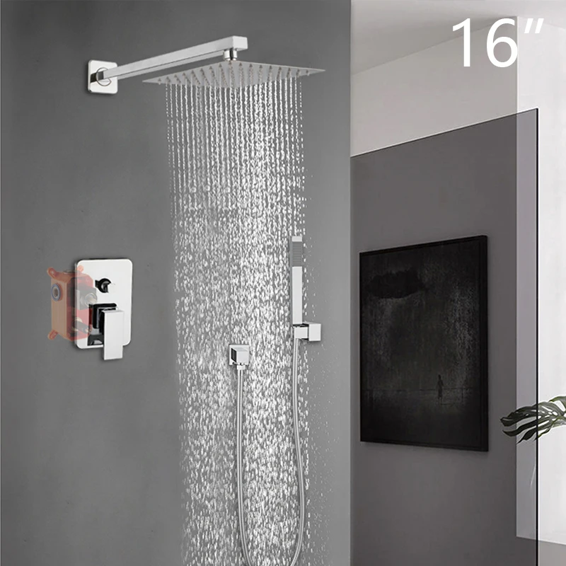 KEMAID  Zwart 8 12 16 Inch Douche Regenval Badkamer Douche Kraan Bad Regen Vierkante LED Licht Douchekop Douche Kraan set