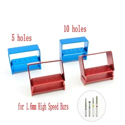 5 Holes/10 Holes Dental Burs Holder Block Dental Disinfection Box Aluminium For 1.6mm High Speed Burs Dentist Tool