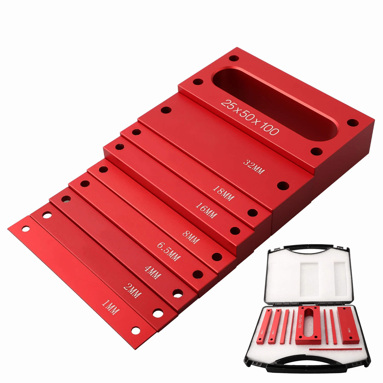 9PCS Metric Aluminum Alloy Height Gauge Setup Bars Set For Table Saw Woodworking Installation Tool Accessories