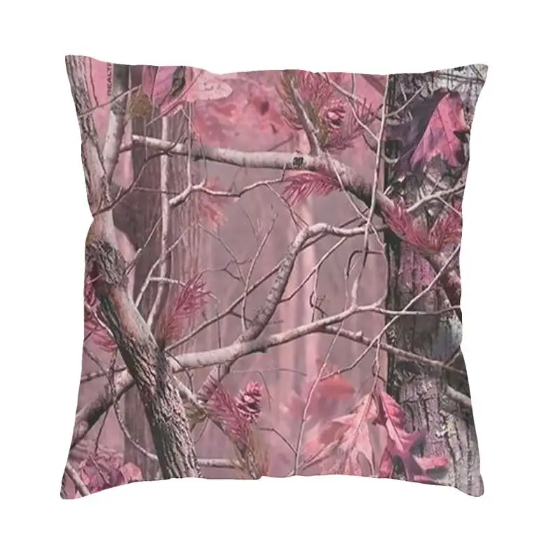 Pink Hunting Camo Camouflage Pattern Modern Throw Pillow Cover Decoration Leaves Woods Season Chair Cushion Pillowcase