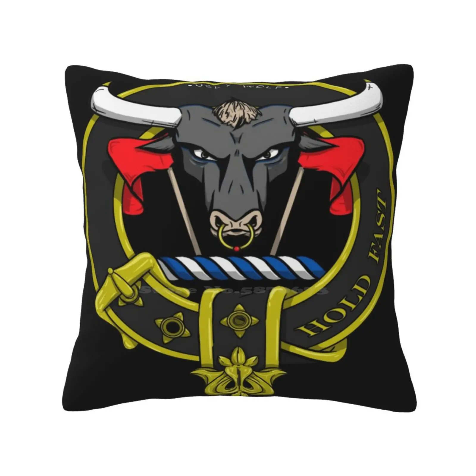 Hold Fast ; Mcleod Crest Home Sofa Car Cushion Cover Pillowcase Bull Cow Flags Belt Rope Crest Family Scottish Scotland Clan