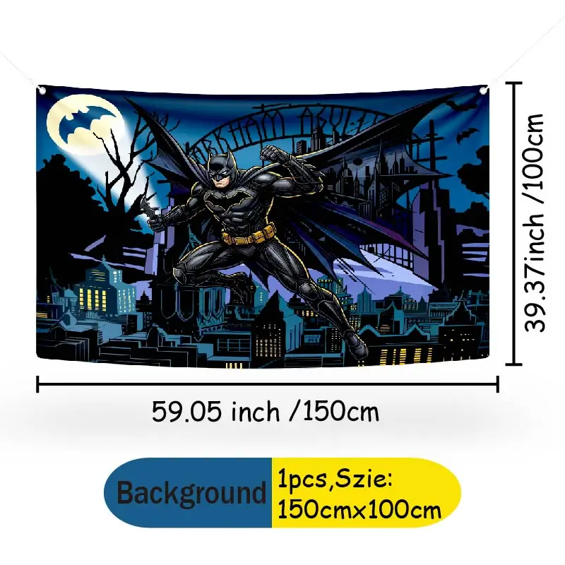 Warner Bros. Batman-Motto Pappteller, Becher, Wimpelkette, Aufkleber – Happy Birthday Party Deko Einweggeschirr-Set – Detail 11